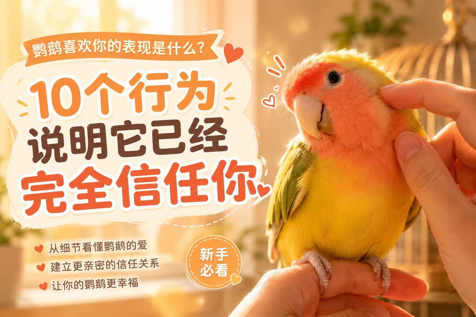 鹦鹉喜欢你的表现是什么?出现这10种行为,说明它真的把你当“自己人”了
